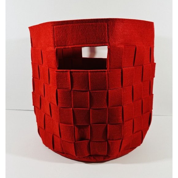 Hallmark Woven Red Felt Tote Gift Bag Christmas Holiday Large 2018 NWT Storage - Picture 7 of 13